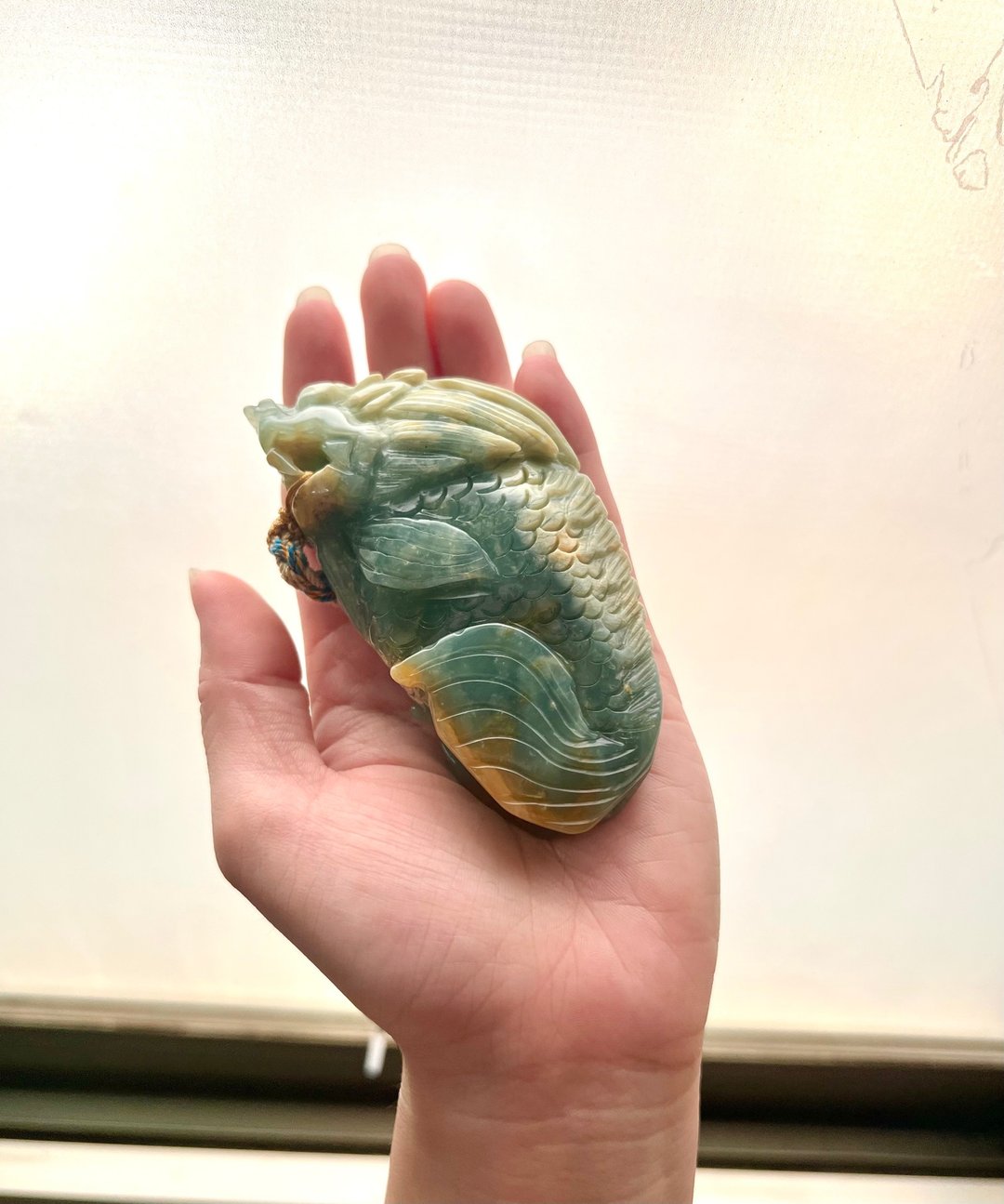 鱼化龙-俏色蓝水花玉龙鱼手把件/收藏/长辈/送礼 - 其他 - 玉石 蓝色