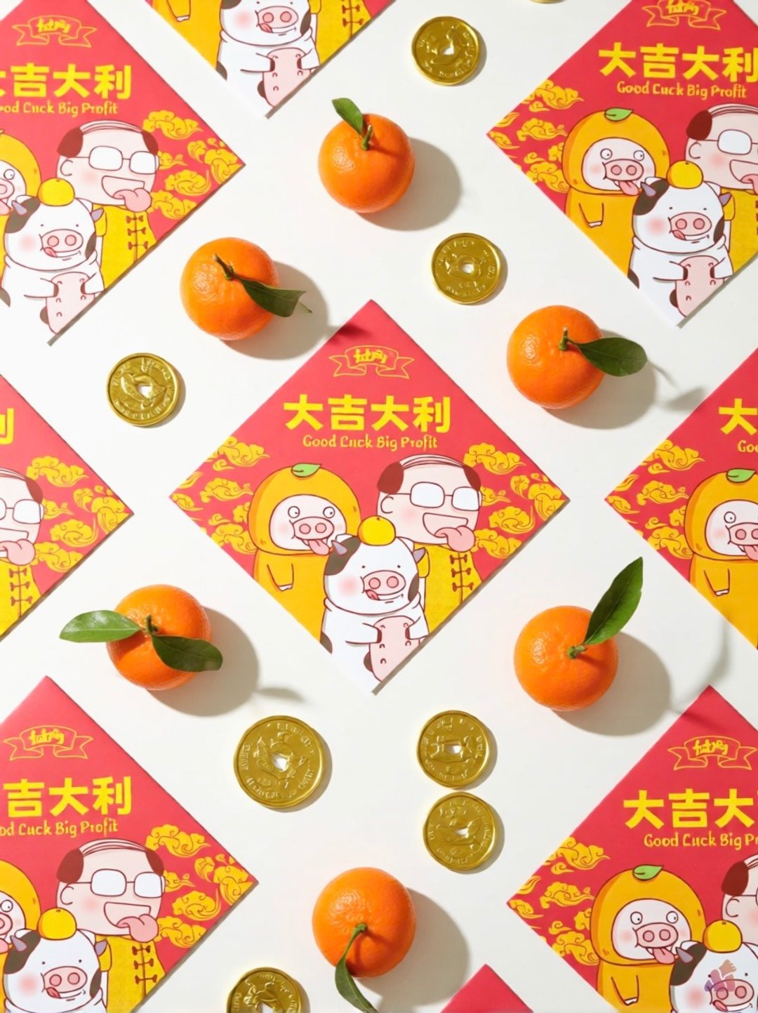 马年肥肥猪挥春 - 红包/春联 - 纸 红色