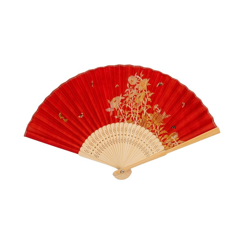 史博常玉菊折扇 - 扇子 - 竹 红色