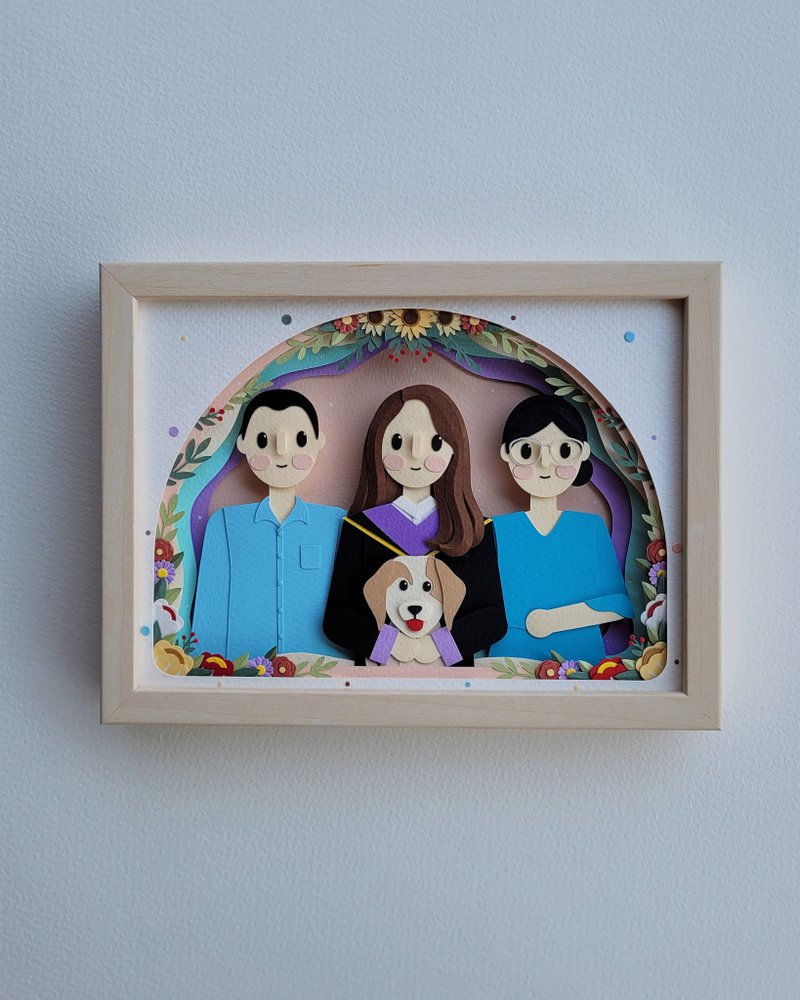 Layered custom papercut frame: family theme. - 画框/相框 - 纸 