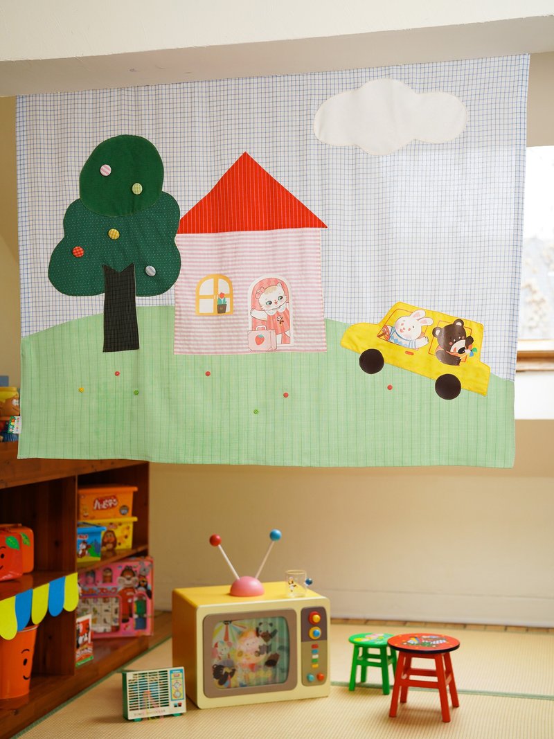 去旅行 大挂画 80s复古昭和 拼贴印花 手工 装饰画 - 墙贴/壁贴 - 棉．麻 多色