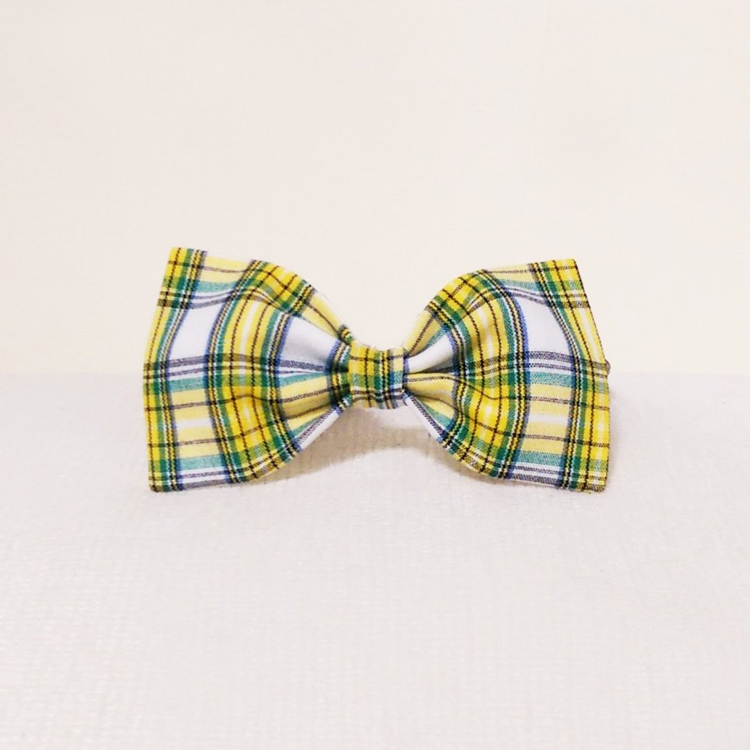 Ella Wang Design Bowtie 宠物 领结 蝴蝶结 猫 狗 黄 格子 绅士 - 项圈/牵绳 - 棉 黄色