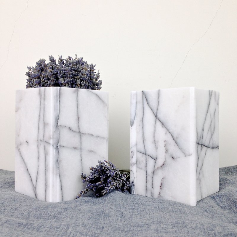 【土耳其的纽约薰衣草】 大四方  大理石花器 居家装饰 - 植栽/盆栽 - 石头 白色