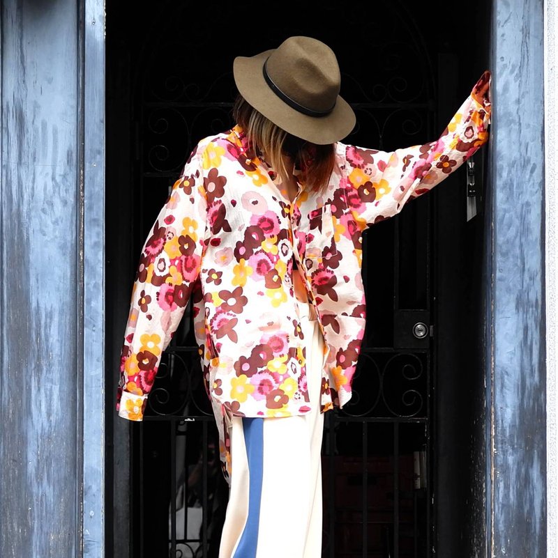 Cotton silk men's flower lover oversized shirt - 男装衬衫 - 丝．绢 多色