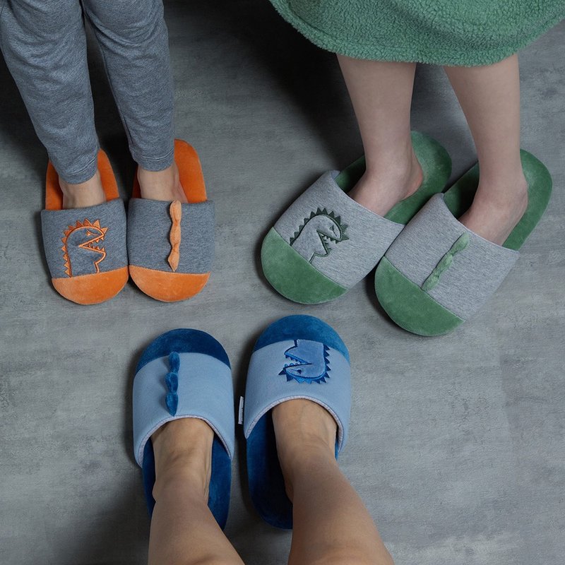 恐龙胖胖拖鞋-暖阳橘 - 室内拖鞋 - 棉．麻 橘色