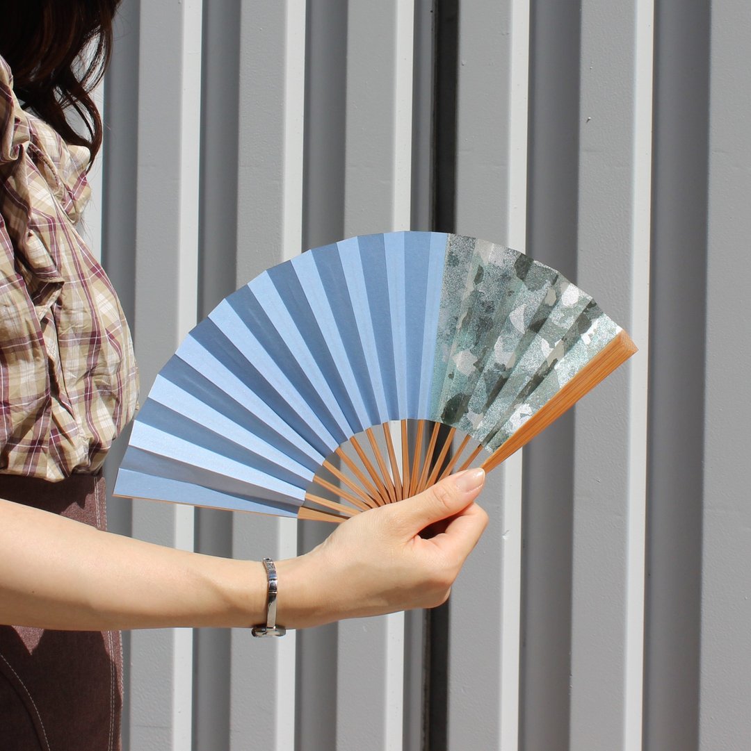 Japanese Folding Fan　HAKUIRO - 扇子 - 纸 蓝色