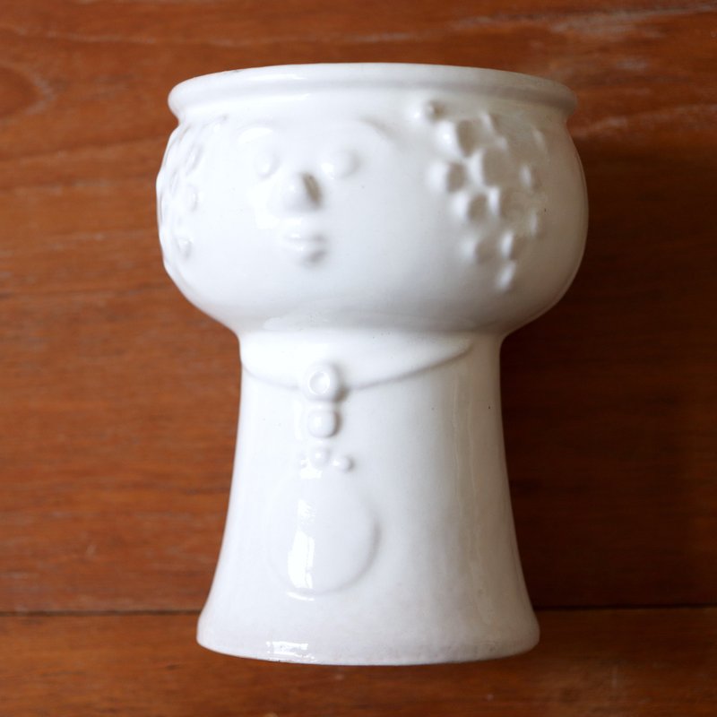 丹麦Ansiktskruka淑女陶偶烛台花器_黑漆 - 植栽/盆栽 - 陶 白色