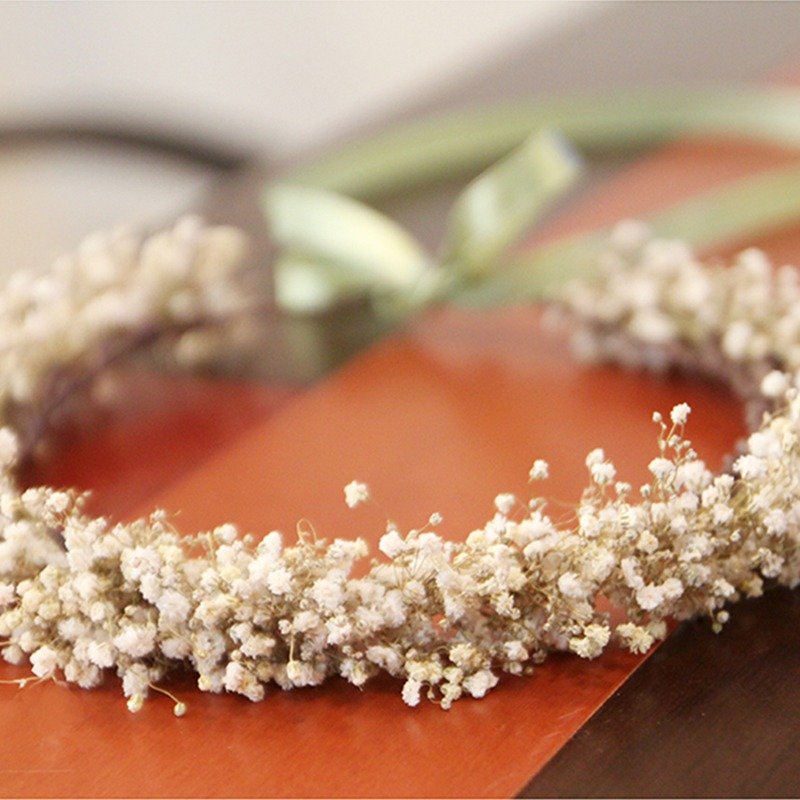 漫花草-乡村风干燥满天星头花环 伴娘花圈 婚纱摄影道具 - 植栽/盆栽 - 植物．花 白色