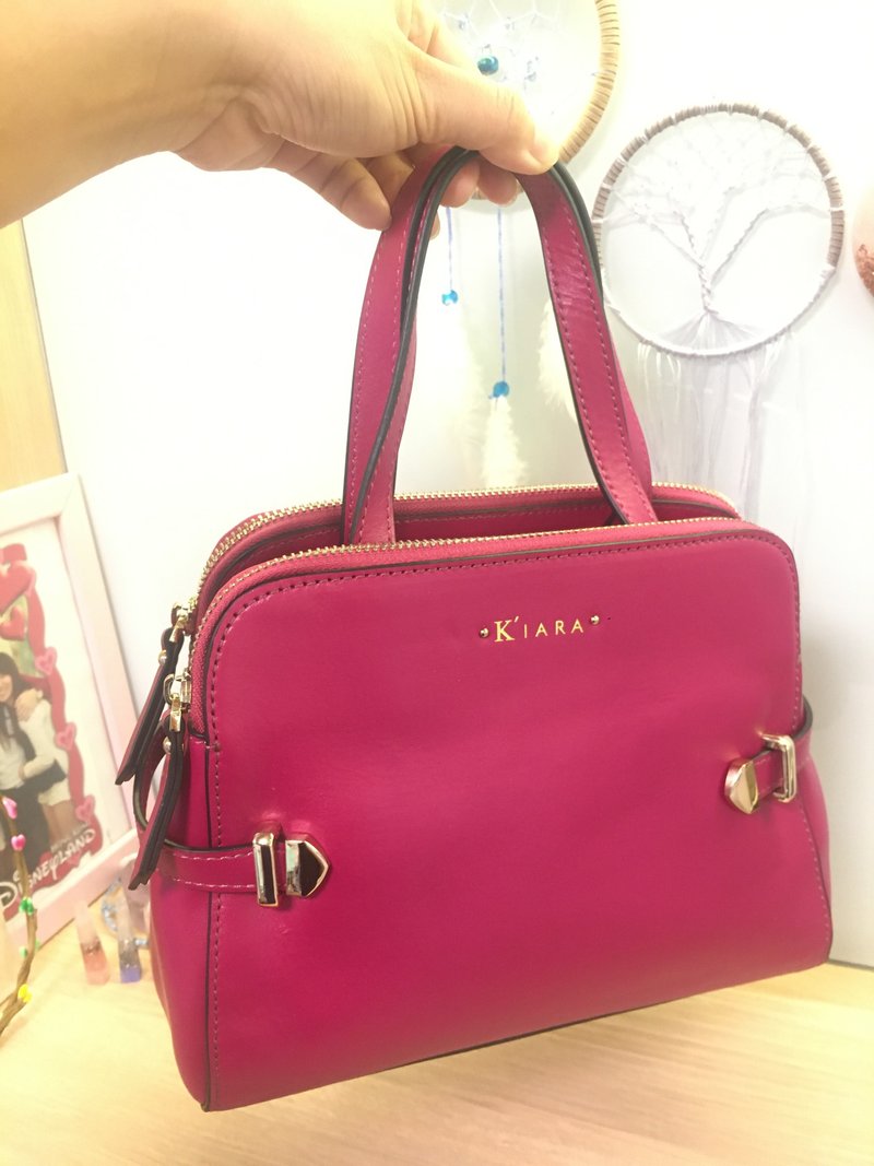 意大利皮革包包/相机包 (红色) 手提包 原创设计 肩背包 - 手提包/手提袋 - 真皮 红色