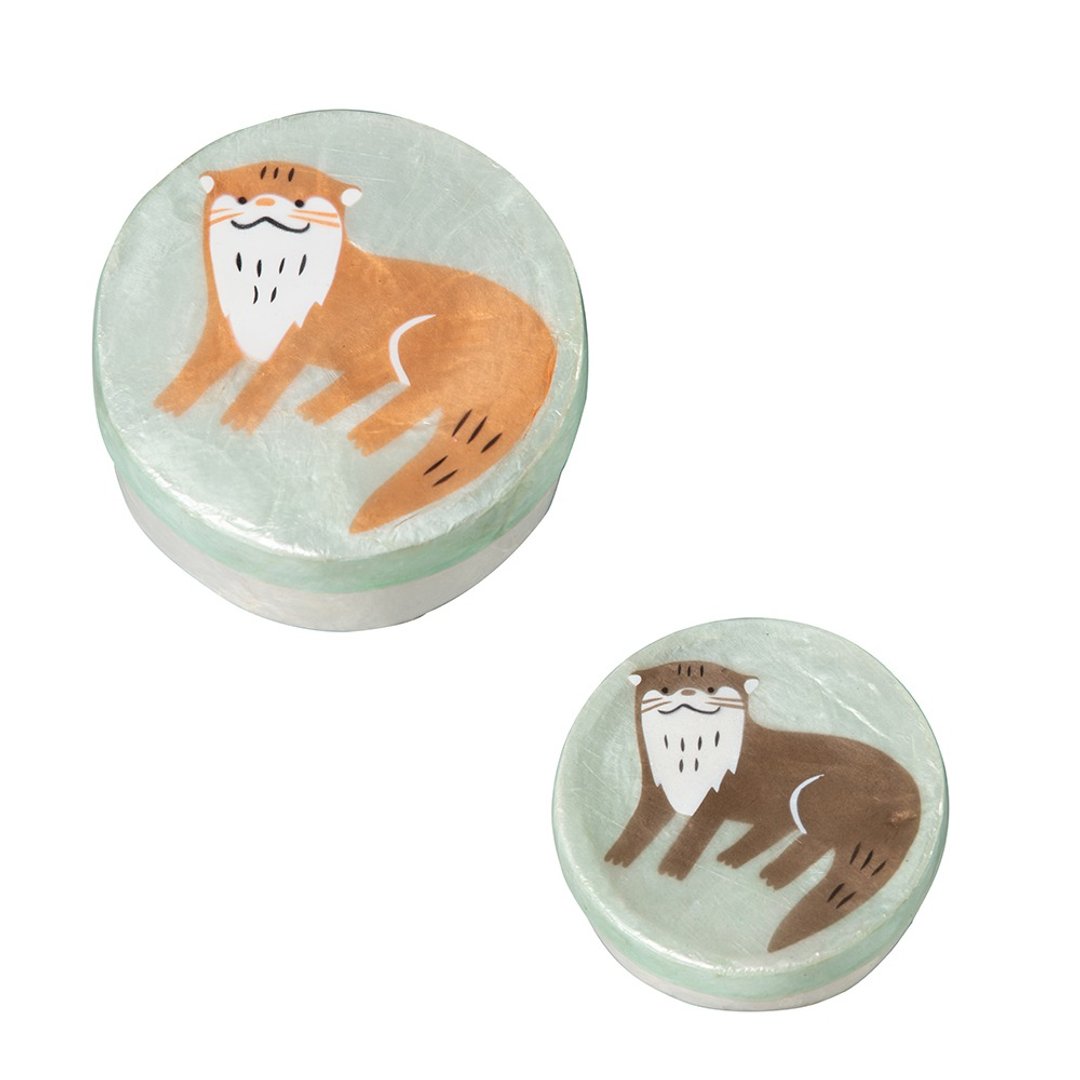 菲律宾 圆形贝壳小物收纳盒组 水獭 首饰文具 念品 - 收纳用品 - 贝壳 