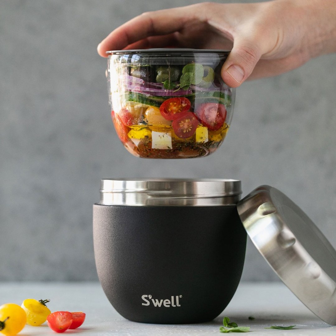 美国 S'well Eats 密封罐 + 不锈钢保温闷烧罐 (曜石黑 636ml) 保温碗 - 便当盒/饭盒 - 不锈钢 黑色