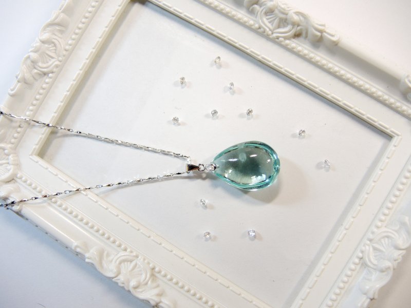 《Ice Crystal 冰晶》海蓝琉璃雅致项链-典雅水珠-N2 - 项链 - 宝石 蓝色