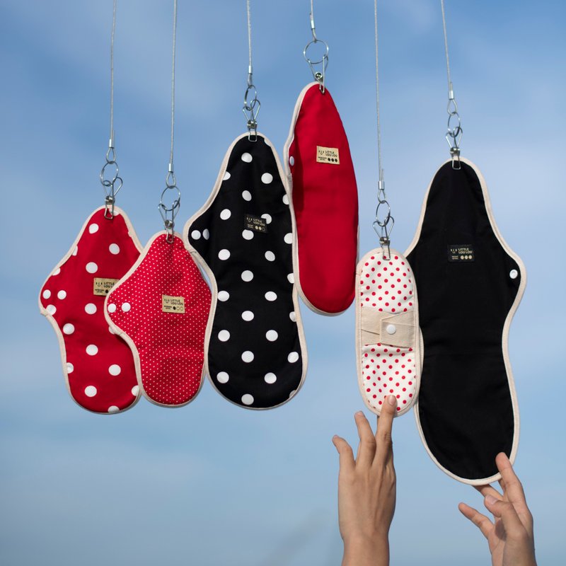 Loulou cloth pads set (6 pieces) - 生理用品 - 棉．麻 红色