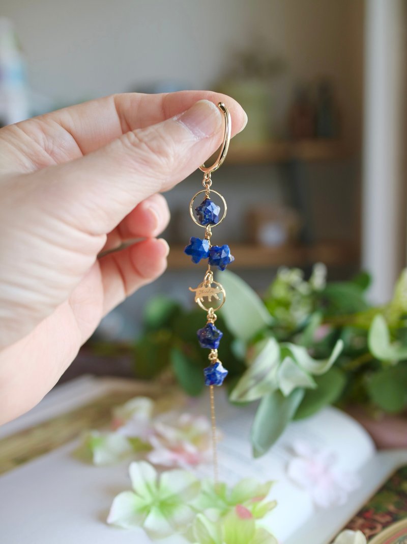 青金石 星星 耳骨夹 - 耳环/耳夹 - 半宝石 蓝色