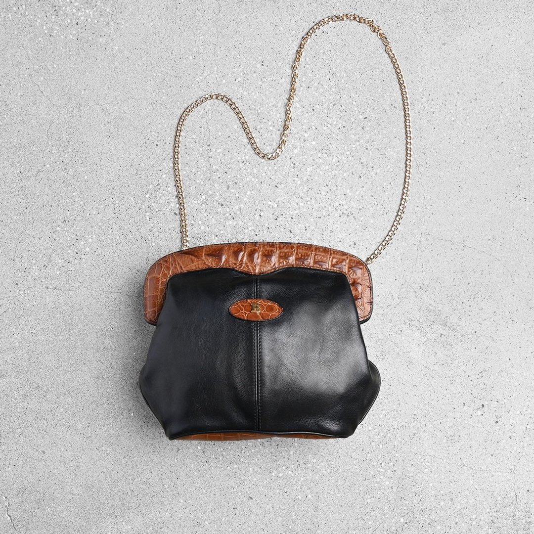 Bally 古董斜肩包 / Vintage 古着 - 侧背包/斜挎包 - 真皮 黑色
