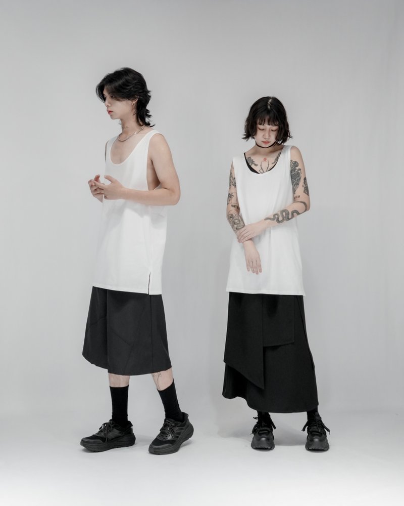 MUKK DESIGN 无痕亲肤纯棉开衩背心-白 83厘米 - 女装背心 - 聚酯纤维 白色
