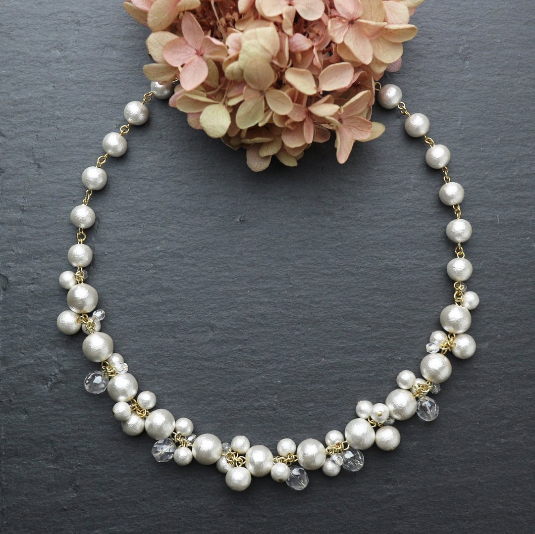 Cotton Pearl Necklace - 项链 - 其他材质 白色