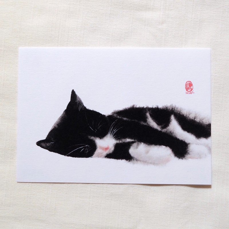 好好睡觉 猫咪明信片 - 卡片/明信片 - 纸 黑色