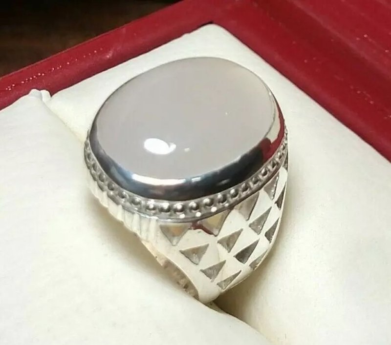Dure Najaf 天然星形男戒 925 纯银 献给他的礼物 - 戒指 - 宝石 白色