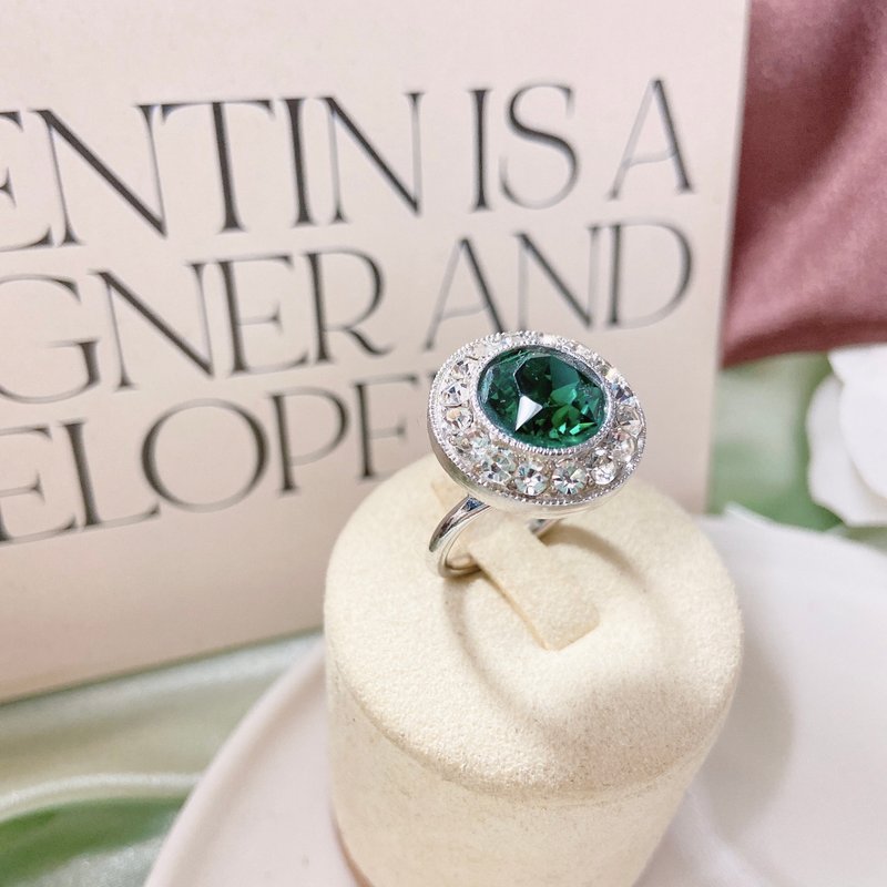 【西洋古董饰品】11Sarah Cov 极致闪耀光芒深邃墨绿色抢眼 戒指 - 戒指 - 贵金属 绿色