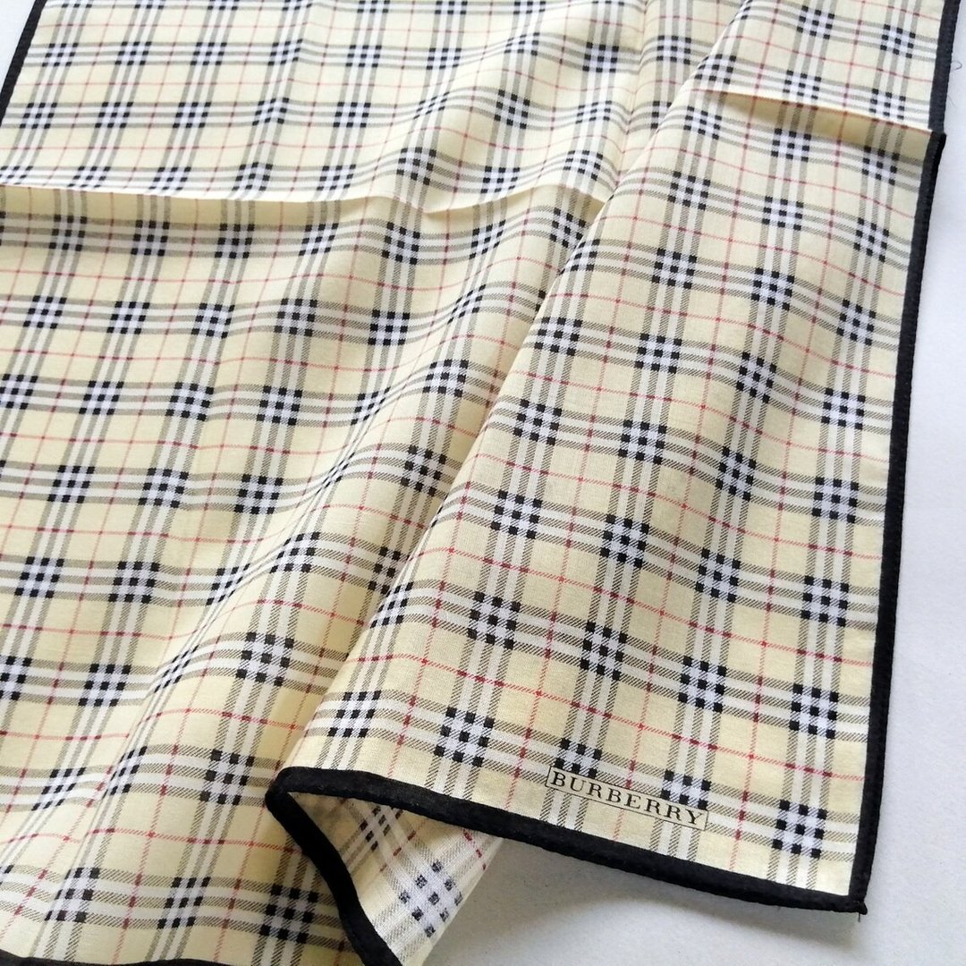 Burberry Vintage 手帕米色格纹 19 x 19 英寸 - 丝巾 - 棉 卡其色
