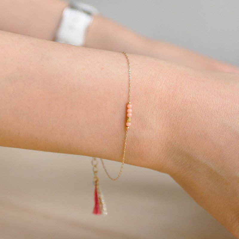 日本制手工饰物－粉红串珠幼手链 - 手链/手环 - 其他金属 粉红色