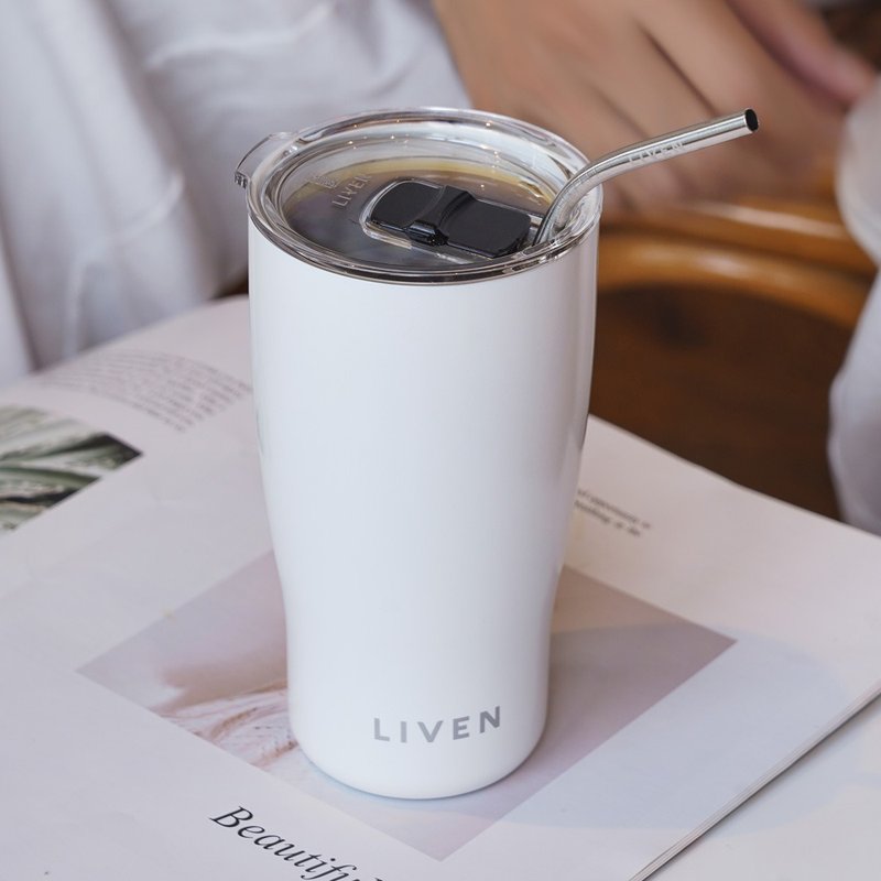 干唐轩活瓷 | 跃动随手杯 / 含盖 / 5色 570ml (无附不锈钢吸管) - 保温瓶/保温杯 - 瓷 多色