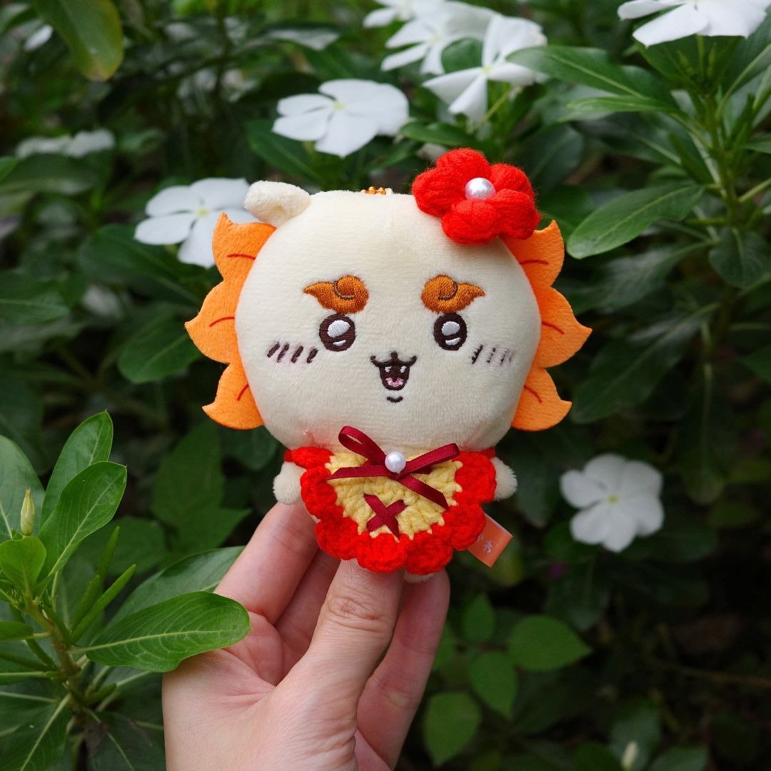 扶桑花 - 赏花领巾 | 娃衣 吉伊卡哇 ちいかわ Chiikawa 10cm - 玩偶/公仔 - 棉 红色
