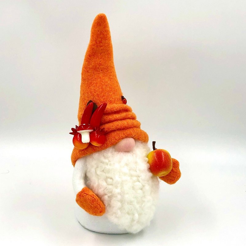 Autumn Scandinavian gnome, Thanksgiving day gnome, Soft fabric leprechaun - 玩偶/公仔 - 其他材质 橘色