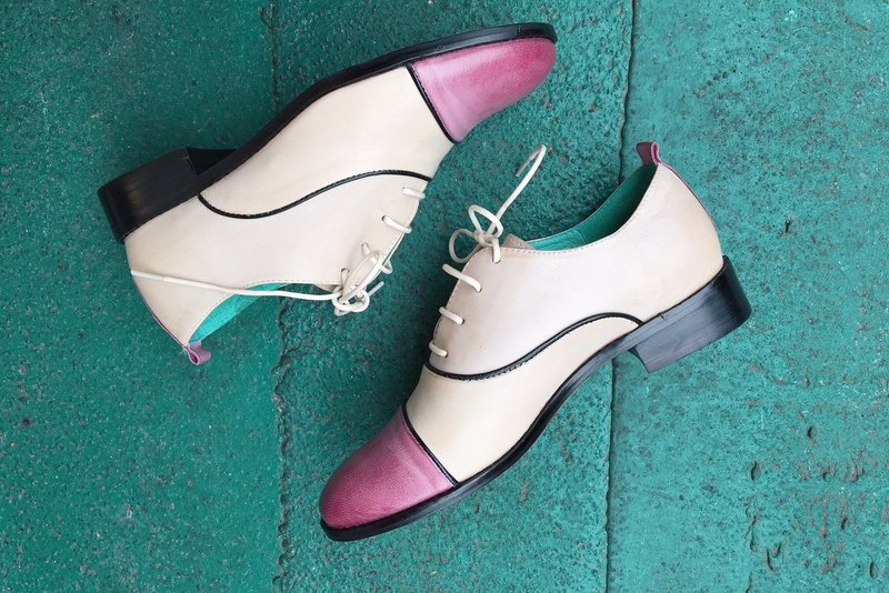 画儿#8033||打蜡牛绅士鞋 脚上的小彩虹 复古浅紫  || - 女款牛津鞋/乐福鞋 - 真皮 紫色