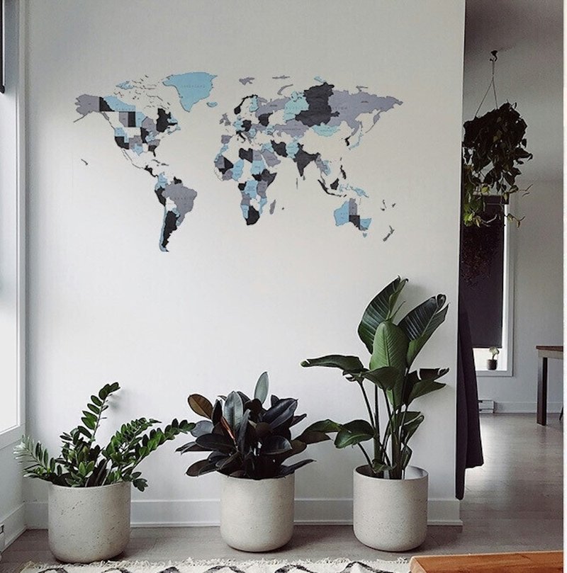 EWA 木质世界地图 (L - 192*105cm) | Nature Me 好窝选品 - 墙贴/壁贴 - 木头 咖啡色