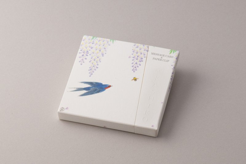 日本进口KASHIKO金泽九谷烧万用卡组6入 – 藤与燕 / 河田里美绘 - 卡片/明信片 - 纸 蓝色