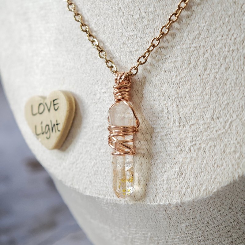 油胆闪灵钻项链 红铜手作项链坠 小巧精致 - 项链 - 铜/黄铜 粉红色