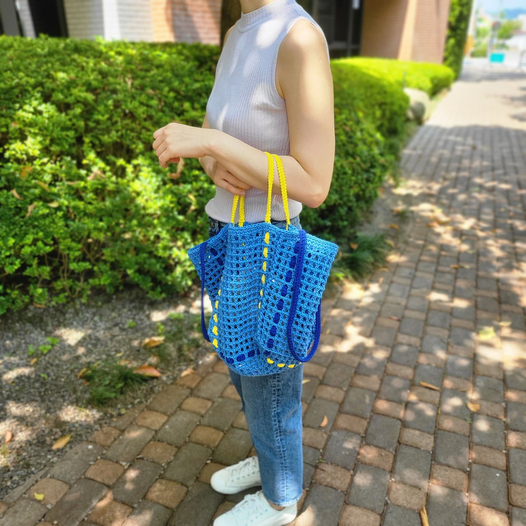 缝线购物包 Stitch shopper bag / 手工钩针编织包 - 手提包/手提袋 - 棉．麻 