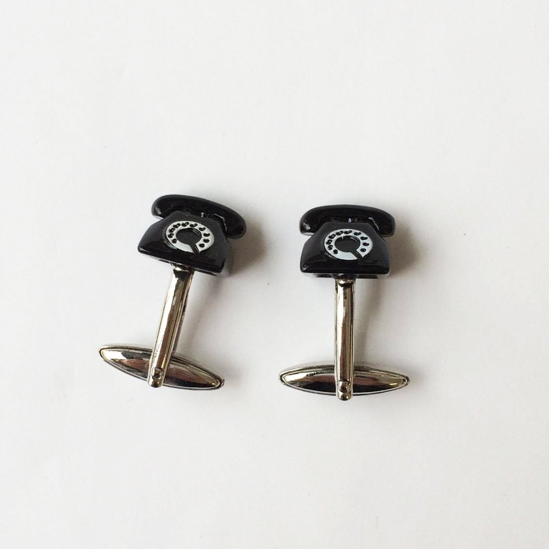 旧电话袖扣 Old Telephone Cufflink - 袖扣 - 其他金属 