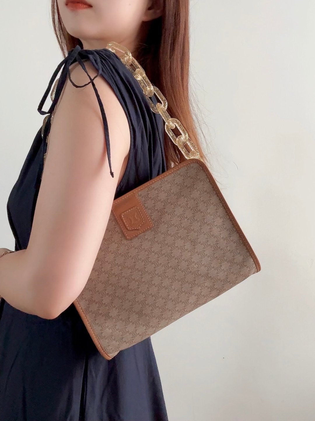 中古 Celine Macadam Clutch 米花 腋下包 - 手提包/手提袋 - 防水材质 咖啡色