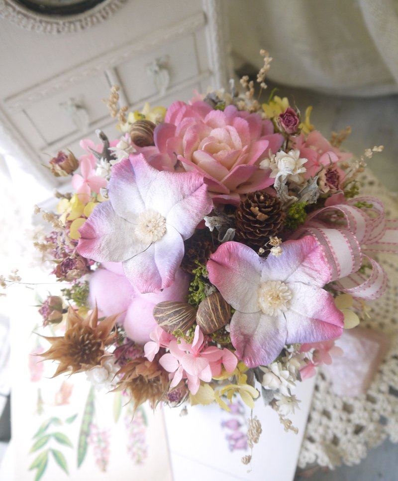 小兔子.粉色系.生日.升迁.永生花.干燥花好礼. - 干燥花/捧花 - 植物．花 粉红色