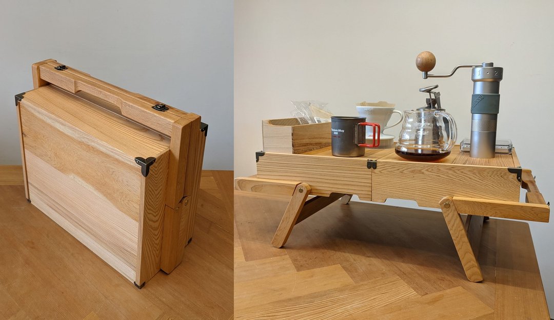 CafeCube-手冲咖啡收纳箱桌/器材手纳/台湾桧木/户外桌 - 露营用品 - 木头 
