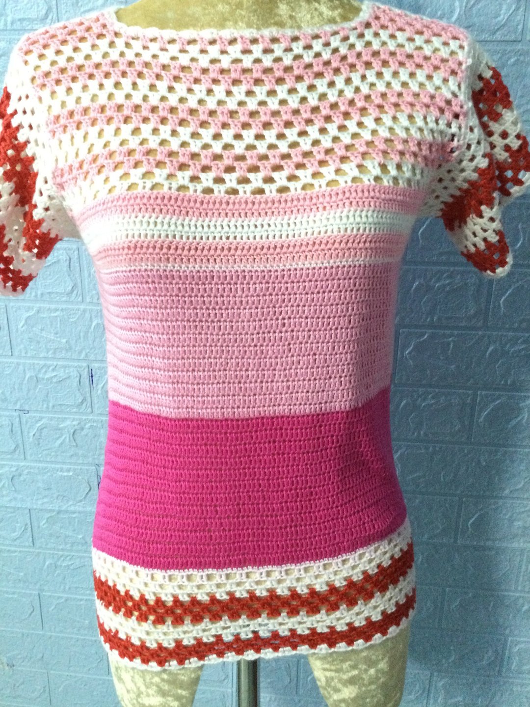 Crochet clothes sweater for lady handmade - 女装针织衫/毛衣 - 压克力 粉红色