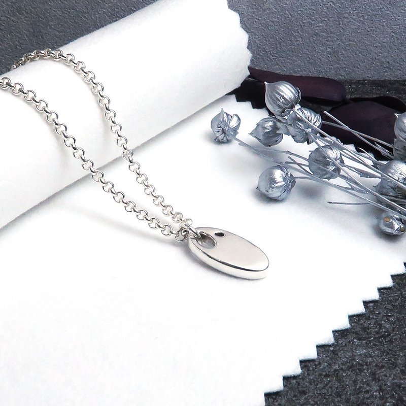 雪的记忆 925纯银项链 椭圆形 男款 20寸 男生项链 情人节礼物 - 项链 - 纯银 银色