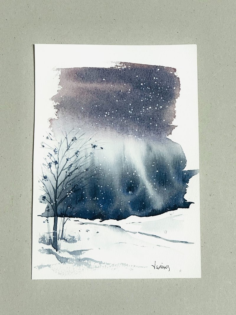 【蓝紫山景】水彩画/卡片/挂画/风景画/疗愈画/原创手绘 - 卡片/明信片 - 纸 