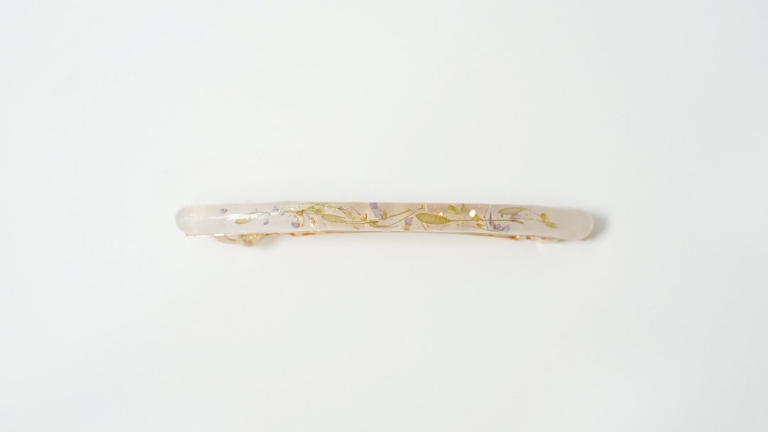 春夏淡花一字发夹 - white - 发饰 - 其他材质 白色