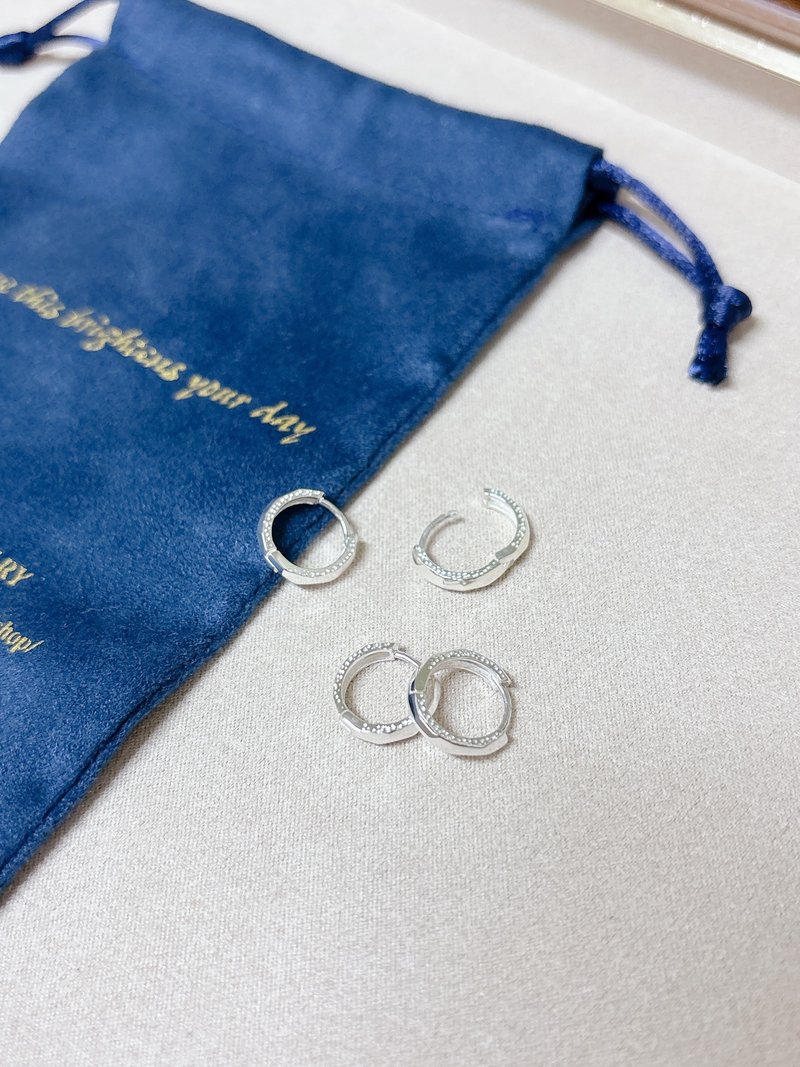 925 纯银百搭个性切割面耳环 - 耳环/耳夹 - 纯银 多色