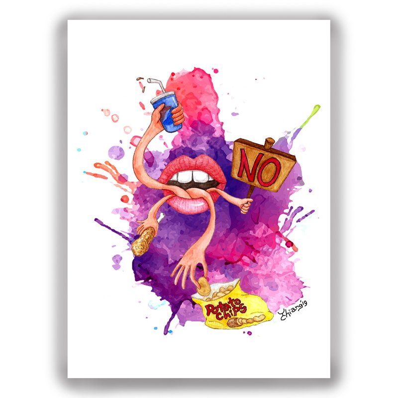 手绘插画 万用卡/明信片/卡片/插画卡--禁食中 - 卡片/明信片 - 纸 