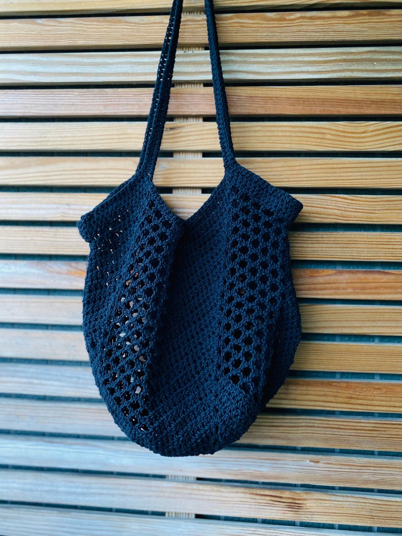 岁月静好天然纯棉编织提袋/肩背包/个性黑 - 手提包/手提袋 - 棉．麻 