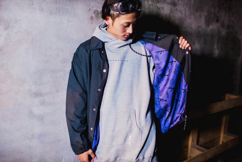 .67ARROW TALK-XIC_COACH JACKET_黑色 教练外套 防风外套 - 男装外套 - 其他人造纤维 黑色