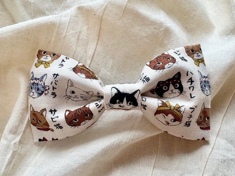 手做领结∣猫猫∣绅士∣文青∣约会配件∣日式 - 领结/领巾 - 棉．麻 银色
