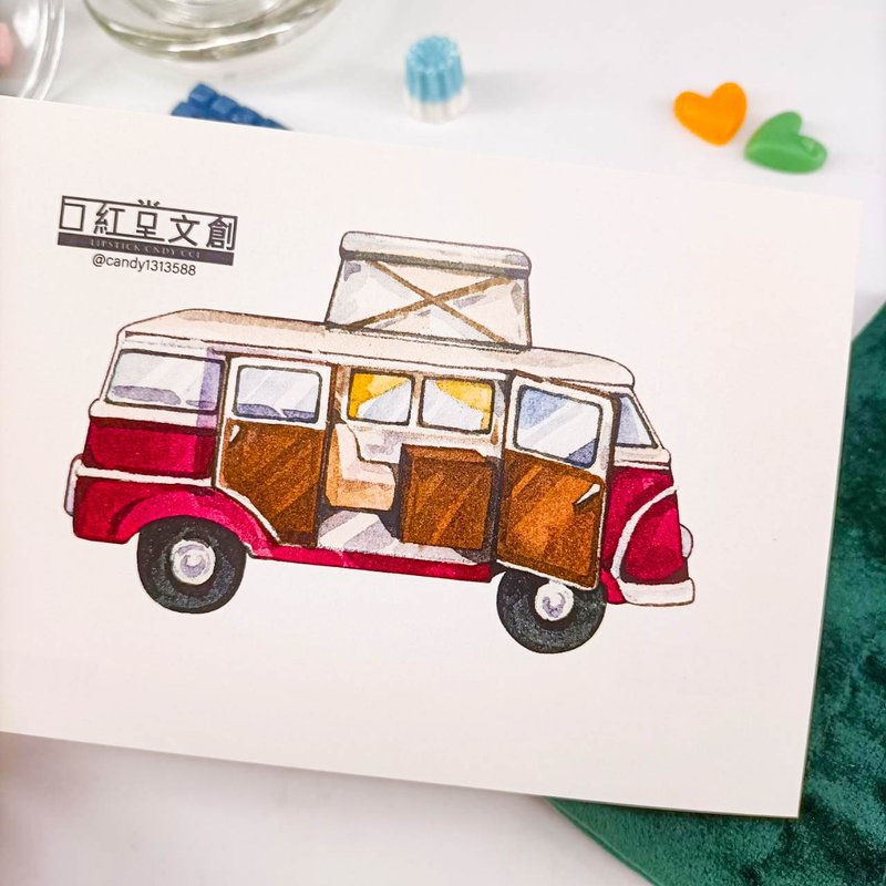 KR474_口紅堂明信片_交通工具10_candy1313588 postcard - 卡片/明信片 - 纸 多色