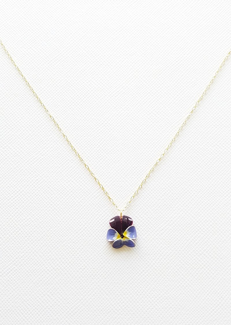 viola pendant & necklace B - 项链 - 树脂 蓝色