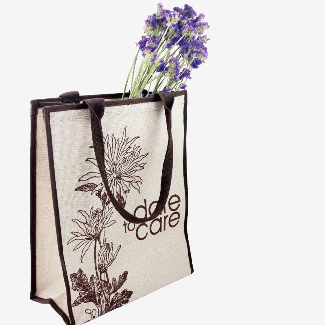 菊花托特包【宝特瓶回收环保纤维织品】 - 侧背包/斜挎包 - 棉 咖啡色